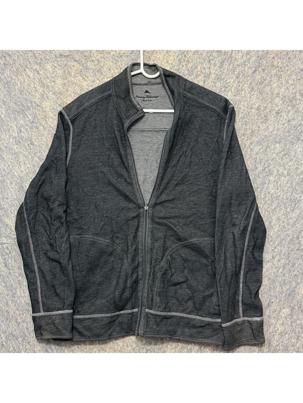 Tommy Bahama Jeans Men’s Full Zip Jacket Charcoal Gray Knit Casual